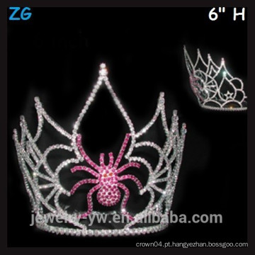 Coroa de cristal rosa do Dia das Bruxas, coroa de aranha assustador